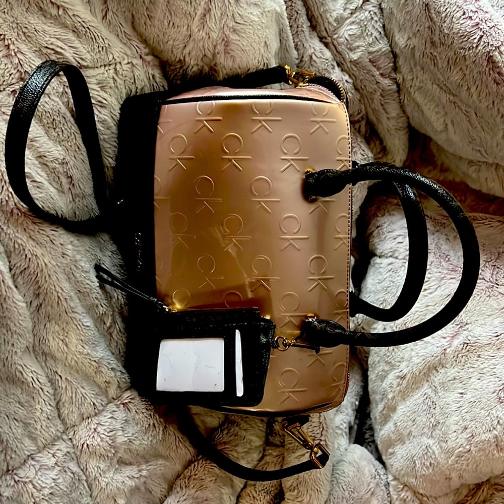 Blush and brown Calvin Klein handbag